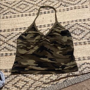 SHEIN Camouflage Halter Top - Green and Brown